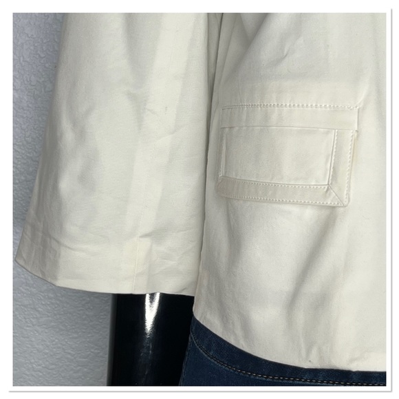 Trina Turk Cropped Swing Jacket 3/4 Bell Sleeves Wide Collar Cotton Blend Sz 6 - Picture 3 of 7